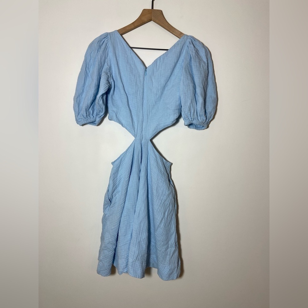 Jonathan Simkhai Swim Women's Helen Cutout Puff Sleeve Mini Dress Blue Size S - Picture 6 of 7